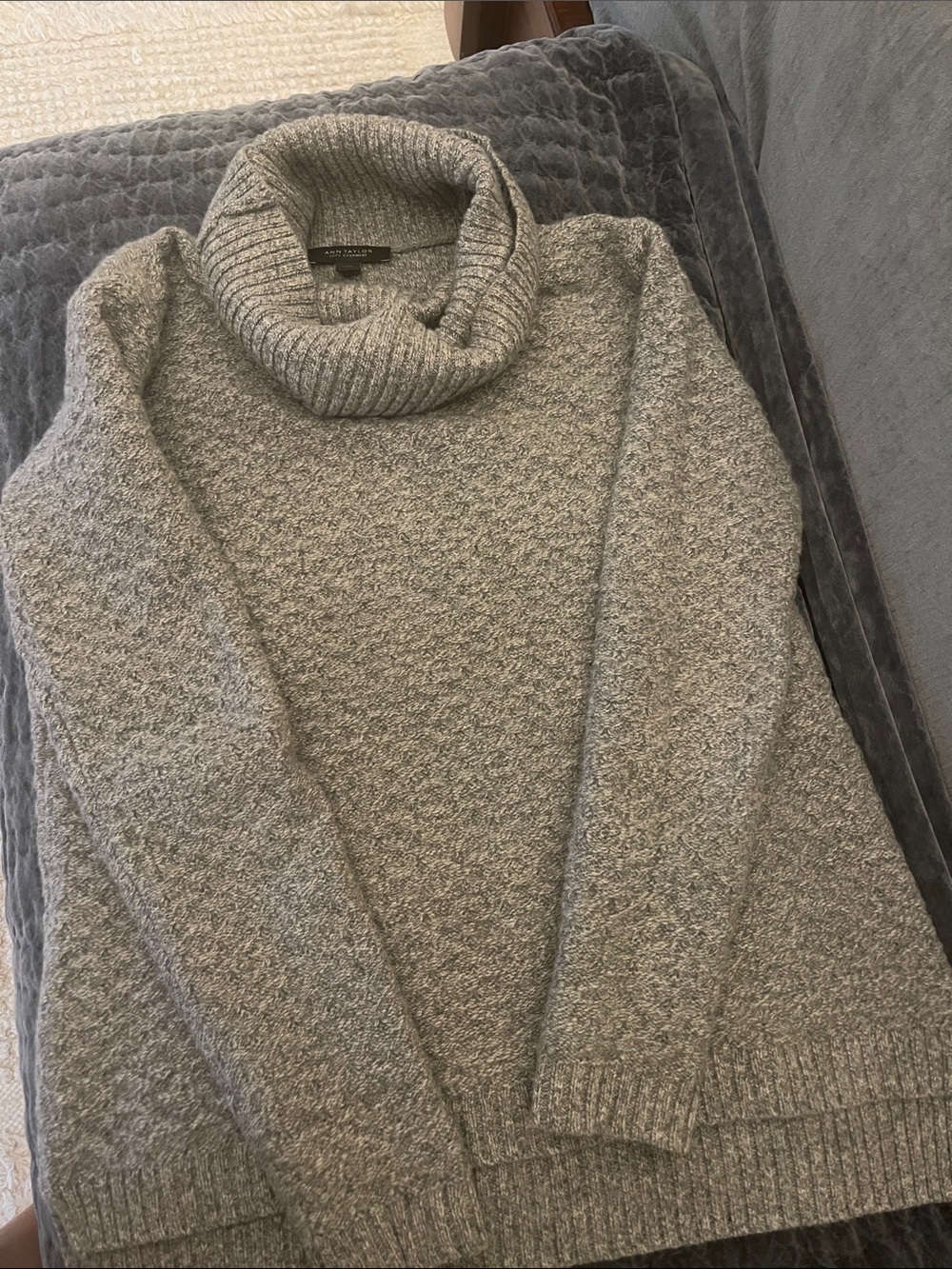 Ann Taylor Heather Gray Cowl Neck Sweater